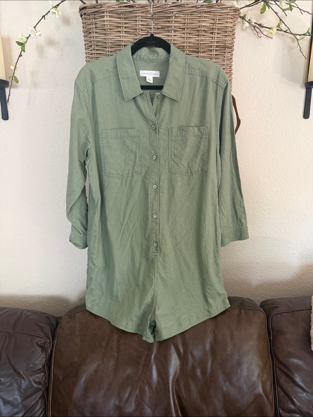 Nordstrom Treasure and Bond shorts jumpsuit - Olive Green